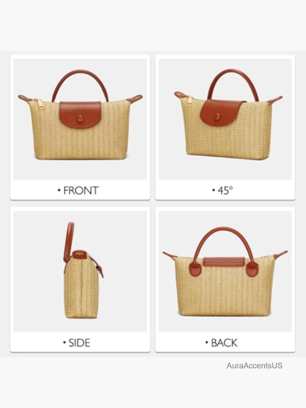 Mini Straw Crossbody Handbag Summer Beach Bag Woven Purse - Picture 6 of 7